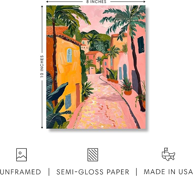 HAUS AND HUES Floral Art Wall Decor - Wildflowers Wall Art for Living Room, Floral Artwork for Bedroom Walls, Flower Painting for College Girls Dorm Room (Palm Tree City, Unframed, 8x10)