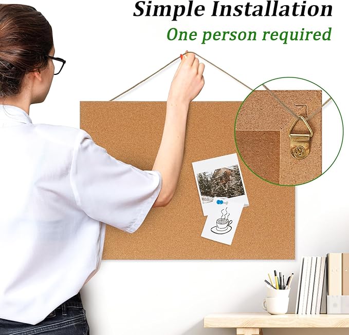 DOLLAR BOSS Magnetic Cork Board, 16" x 12" Small Cork Bulletin Board 0.7" Thick Frameless Corkboards for Walls Pin Notice Board with 8 Magnets 10 Pushpins for Home Office Kitchen School Decor Display