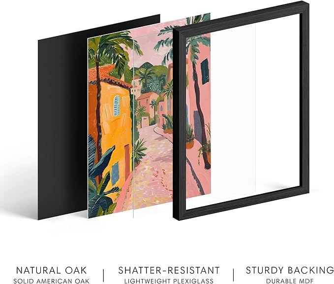 HAUS AND HUES Floral Art Wall Decor - Wildflowers Wall Art for Living Room, Floral Artwork for Bedroom Walls, Flower Painting for College Girls Dorm Room (Palm Tree City, Black Frame, 24x36)