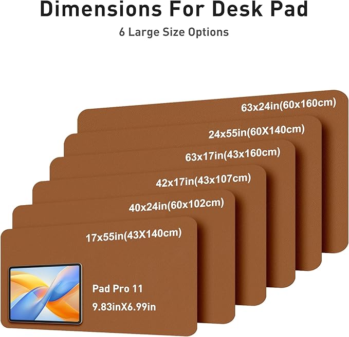 Aothia Faux Leather Desk Mat - Large Mouse Pad, Non-Slip PU Leather Blotter, Waterproof Writing Surface for Office and Home (Brown, 40" x 24")