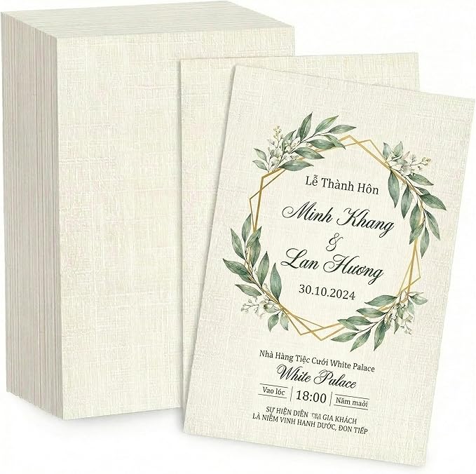 120 Sheets Linen Textured Cardstock Paper for Printing, Premium Thick Ivory Cardstock Paper 8.5x11 - Thick but Printer-Friendly Card Stock for Wedding Baby Shower Invitations and Mixed Media Projects
