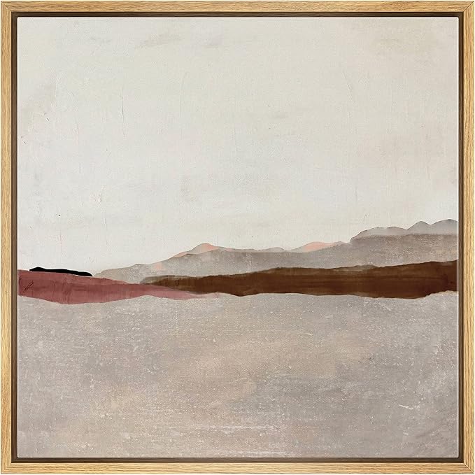 SIGNWIN Framed Canvas Print Wall Art Duotone Tan Brown Pastel Landscape Abstract Shapes Illustration Modern Art Decorative Nordic Minimal Calm/Zen for Living Room, Bedroom, Office - 24"x24" Natural
