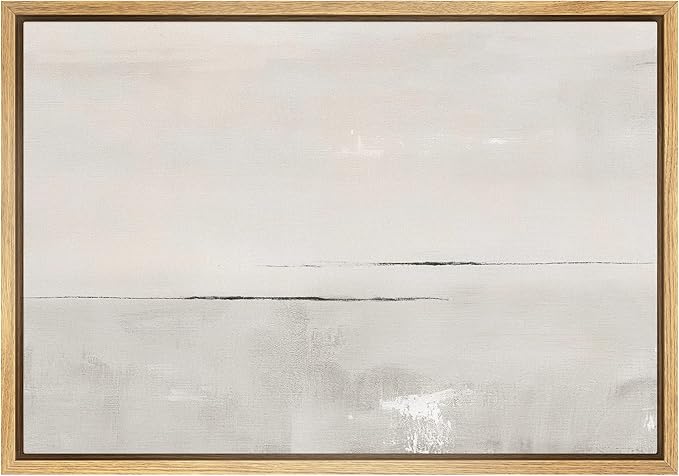 SIGNWIN Framed Canvas Print Wall Art Gray Watercolor Pastel Landscape Abstract Shapes Illustrations Modern Art Decorative Contemporary Chic Minimal for Living Room, Bedroom, Office - 16"x24" Natural
