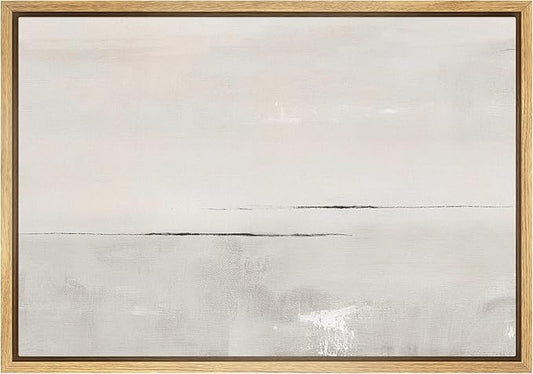 SIGNWIN Framed Canvas Print Wall Art Gray Watercolor Pastel Landscape Abstract Shapes Illustrations Modern Art Decorative Contemporary Chic Minimal for Living Room, Bedroom, Office - 24"x36" Natural