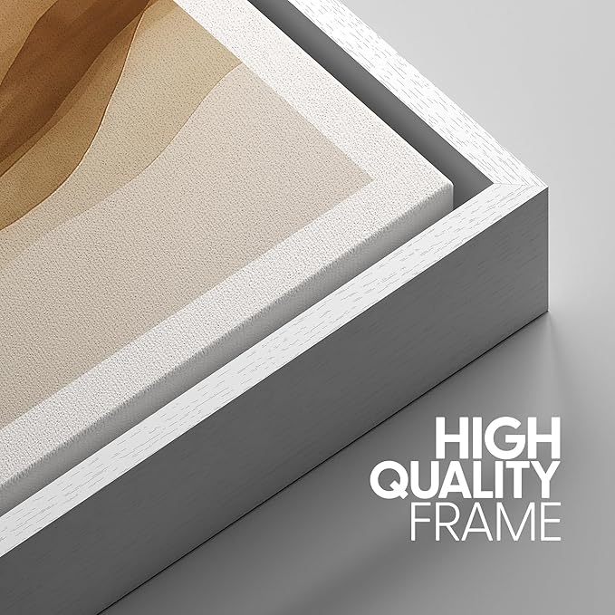 SIGNWIN Framed Canvas Print Wall Art Set Brown Abstract Mountain Neutral Minimalist Landscape Illustrations Modern Art Decorative Nordic Abstract for Living Room, Bedroom, Office - 16"x24"x3 White