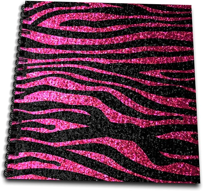 3dRose db_113174_1 Hot Pink and Black Zebra Print Faux Bling Photo Not Actual Glitter Fancy Diva Girly Sparkly Sparkles-Drawing Book, 8 by 8"