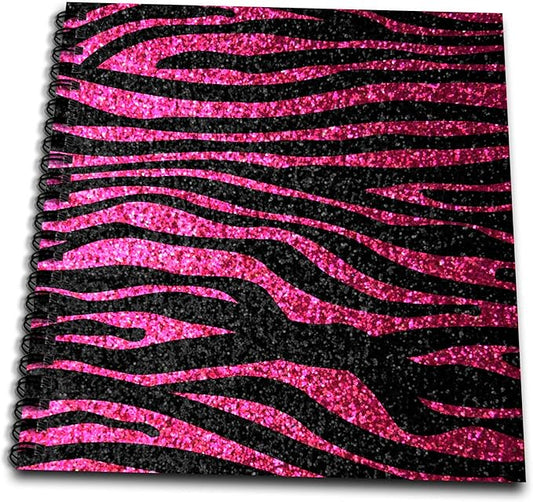 3dRose db_113174_1 Hot Pink and Black Zebra Print Faux Bling Photo Not Actual Glitter Fancy Diva Girly Sparkly Sparkles-Drawing Book, 8 by 8"