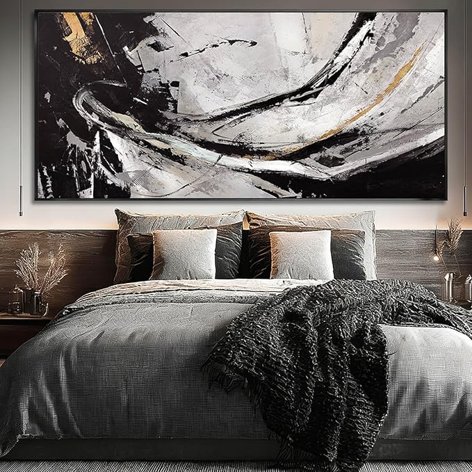 XIANSHOU Abstract Home Wall Decor Contemporary Photo Prints Grey and Black Art Posters 40"x86" Bedroom Artwork for Wall Pictures for Office