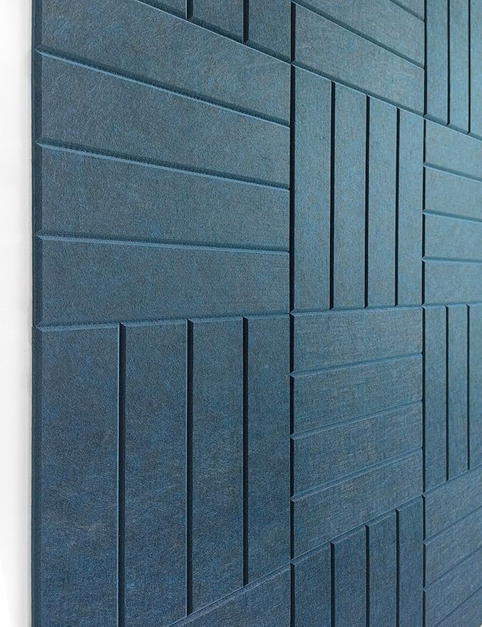 Felt Bulletin Board Tiles | Modern Cork Board Alternative | Large Cork Boards for Walls | Aesthetic Felt Wall Panels for Office & Home Decor | Pinboard & Photo Board (12-Pack) | Prussian Blue