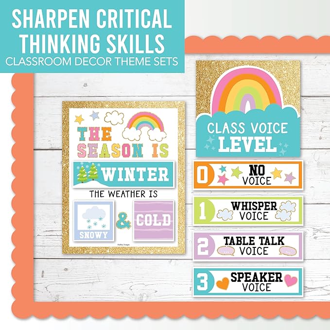 Hadley Designs Classroom Calendar Set Bulletin Board Decorations - Colorful School Calendar for Classroom Decor, Kindergarten Preschool Elementary Teacher Must Haves, Homeschool & Daycare Essentials