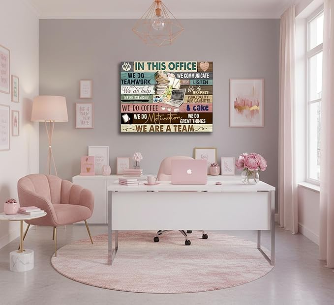 Inspirational Canvas Wall Art in This Office We are a Team Motivational inspiring Quotes Painting Pictures Wall Decor Poster Print Artwork for Man Cave Home Decoration