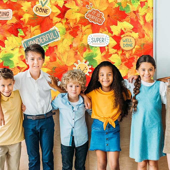 Bulletin Board Paper 48'' x 107'' Class Boards for Classroom Bulletin Boards Everyone is Welcome Classroom Board Decor Pillows Curtains Crafts(Fall Leaves,1 Pc)