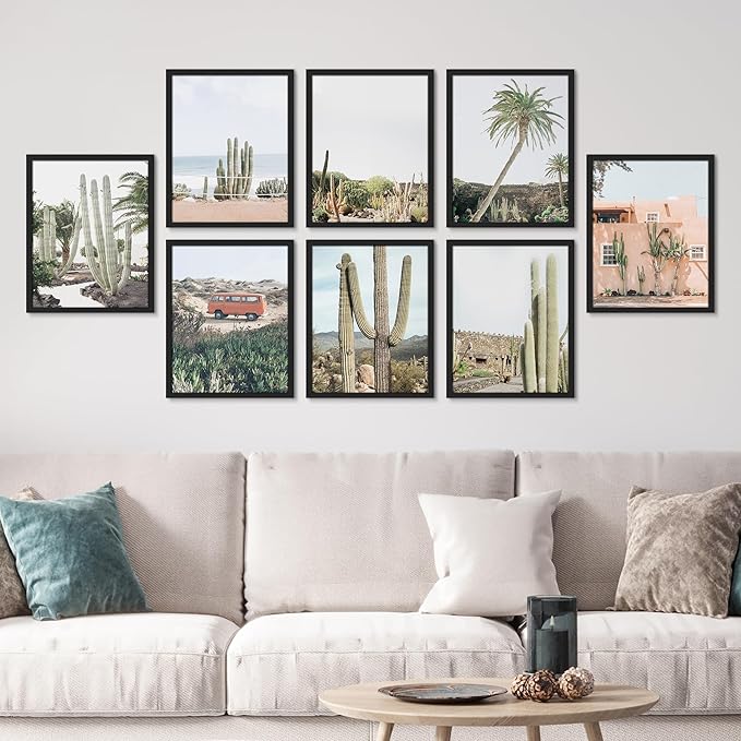 SIGNWIN Framed Poster Wall Art Set of Cactus Desert Nature Wilderness for Living Room, Bedroom, Office - 12"x16"x 8 Black