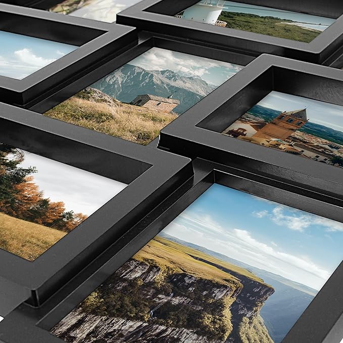 J.M.Deco Collage Picture Frames Wall Deacor, 21-Opening Large Family Picture Frame, Memory Photo Frames for Homie, Gallery Puzzle Collage Wall Hanging for 4x6, Black