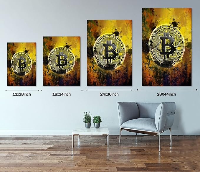 Bitcoin Canvas Wall Art Motivational Hodl Crypto Btc Posters Modern House Inspiration Office Decor Motivation Inspire Cryptocurrency Trader Hodler Inspirational Prints Artwork Decorations(28"Wx44"H)