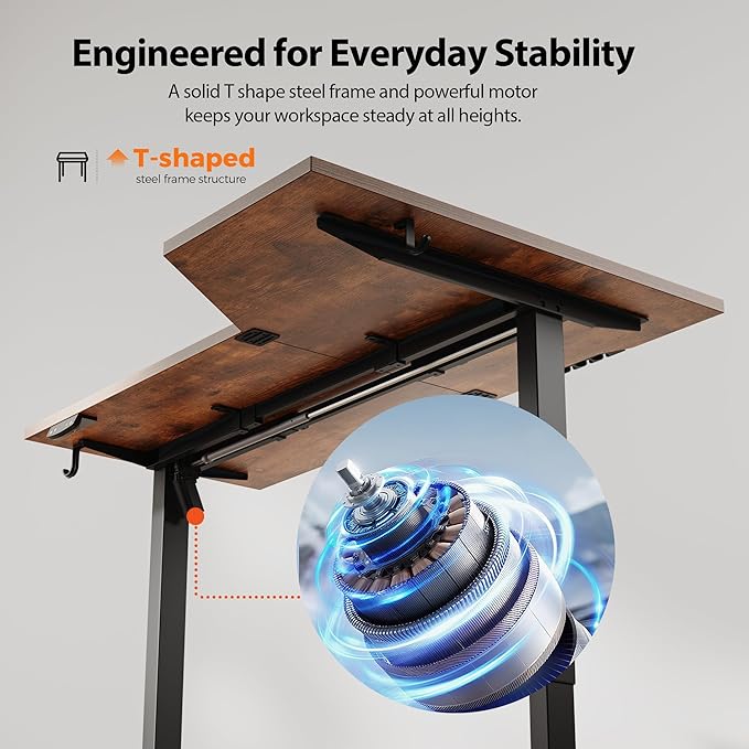 Agilestic Electric Standing Desk, Height Adjustable Desk, 59 x 35 Inch Sit Stand up for Work Office Home, L Shaped Ergonomic Rising Computer Table with Memory Preset, Rustic Brown