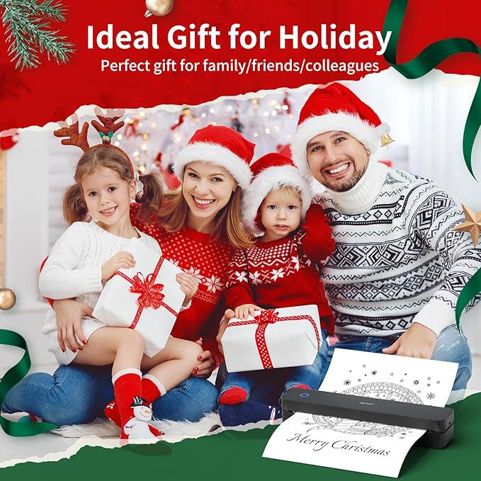 iDPRT Portable Printer Wireless for Travel, Inkless Bluetooth Thermal Printers for Home,Office,Vehicles,Supports 8.5" x 11" US Letter&A4 A5 Size,Compatible with Android and iOS Phones&PC