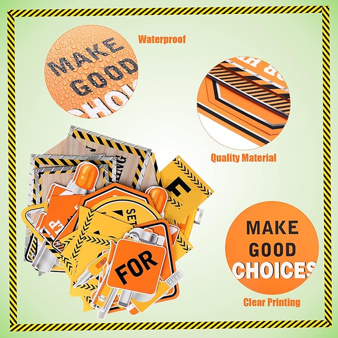 Outus 47 Pcs Construction Bulletin Board Set Construction Cutouts Tools for Success Classroom Decorations for Kid Students Back to School Gifts Birthday Party Supplies