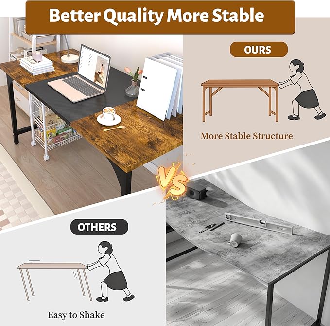 AZN Office Desk, Office Desk 47'', Carbon Fiber Desktop Computer Desk, 24'' Wide Computer Desk w/Large Legroom, Home Office Desks for Work Writing Study Gaming, Waterproof & Scratch-Resistant Surface