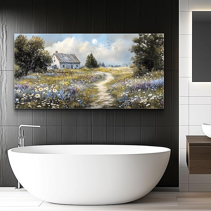 FUHAIHUA Large Wall Decor For Living Room Canvas Wall Art For Office Modern Wall Decorations For Bedroom Farmhouse Landscape Painting Countryside Pictures Artwork Room Home Decor 24x48 In