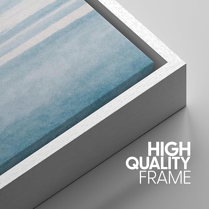 SIGNWIN 3 Piece Framed Canvas Wall Art Blue Sky Watercolor Nature Wilderness Illustrations Abstract Traditional Relax/Calm Home Artwork Decoration for Living Room,Bedroom - 24"x36"x3 White
