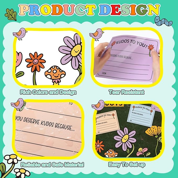 Bulletin Board Kit Staff Shout Out Kudos Corner Decoration Set Employee Gratitude and Recognition Bulletin Board Set with 20 pcs Cutouts for School Classroom Office Wall Door Decor Supplies
