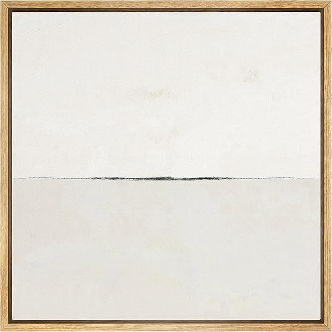 SIGNWIN Framed Canvas Print Wall Art Geometric Pastel White Abstract Landscape Nature Shapes Illustrations Modern Art Decorative Contemporary Minimal for Living Room, Bedroom, Office - 16"x16" NATURAL