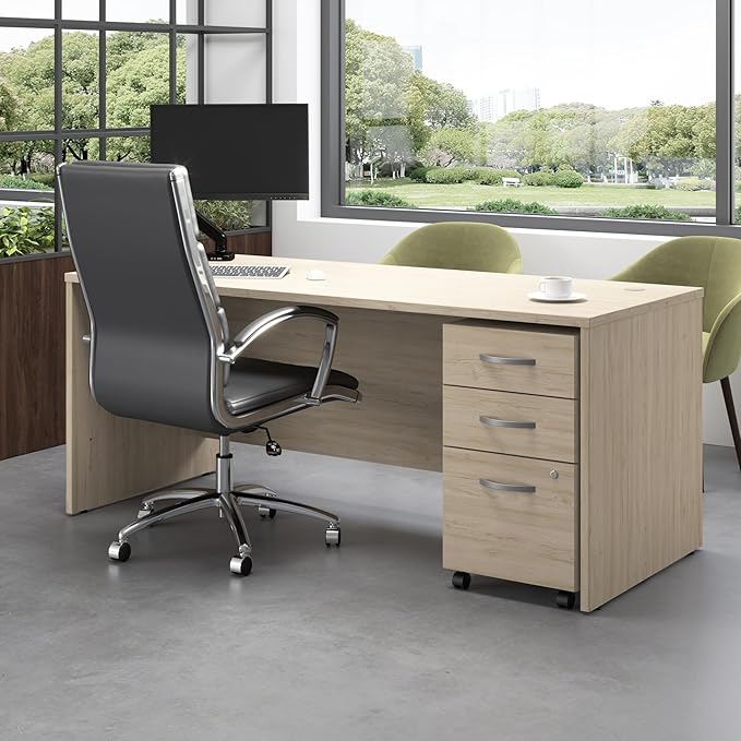 Bush Business Furniture 72W x 30D Office Desk with Mobile File Cabinet, Computer Table and Drawers for Home or Professional Workspace, Studio C Collection, Natural Elm