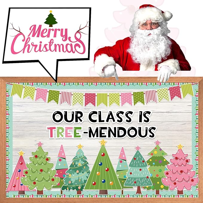 gisgfim Merry Christmas Tree Paper Cutouts Winter Tree Classroom Bulletin Board Set for Xmas Winter Holiday Party School Home Wall Decor Supplies