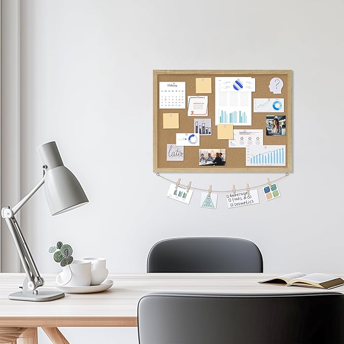 Cork Board Bulletin Board 2Pack,23x17 Cork Board for Office with Pin Oak Wood Boards,Message Board or Vision Board Decoration.Board Wood 1Pack