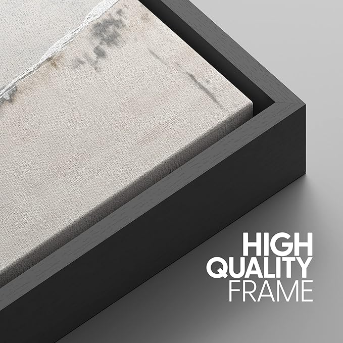 SIGNWIN Framed Canvas Print Wall Art Set Industrial Grunge White Gray Landscape Shapes Abstract Illustrations Modern Art Decorative Nordic Zen for Living Room, Bedroom, Office - 24"x36"x3 Black