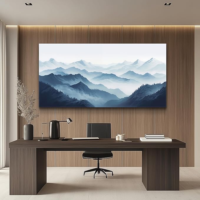 MHARTK66 Large Wall Art For Living Room Canvas Wall Decor For Office Bedroom Decor Art Black And White Grey Mountain Scenery Wall Painting View Pictures Artwork Hotel Room Home Decor 30x60 In
