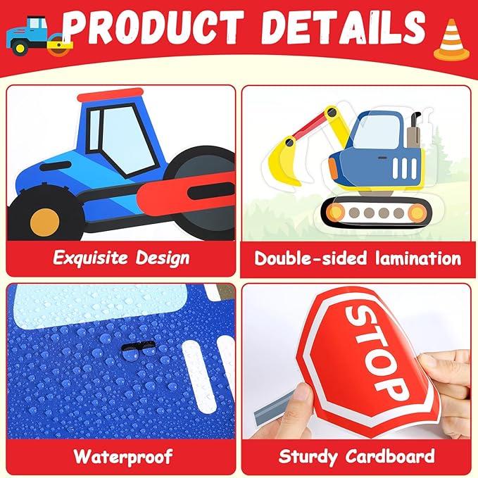 Construction Bulletin Board Set Traffic Themed Classroom Welcome Bulletin Board Decorations Workers Paper Cutouts Classroom Decorations for Back to School Office Home Chalkboard Decor Wall Door