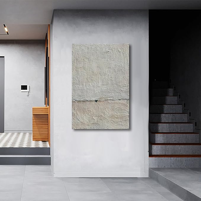 NANKAI Hand Painted Minimalist Black and White Art Canvas Abstract Oil Painting 36x24 inch Wall Decorative Art