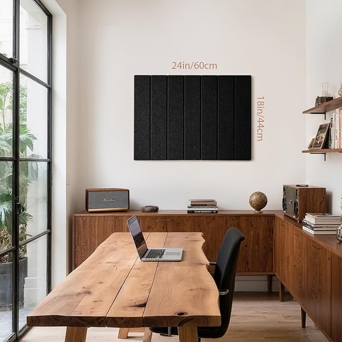 Bulletin Board, 24 x 18 inches Felt Board Decorative Pin Board, 4' x 3' Cork Board Alternative for Wall, Foldable Photo Board with 20 Pushpins - Black Stripes