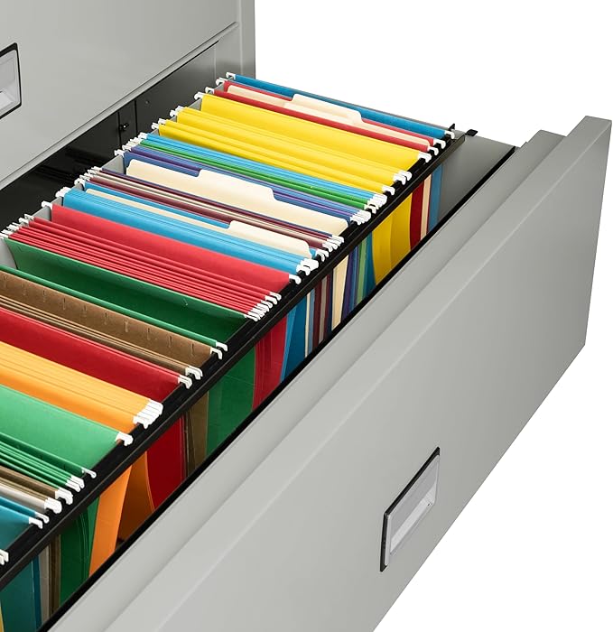 44 inch Wide 2-Drawer Lateral Fireproof File Cabinet – Legal and Letter Size Filing – Key Lock – Water Resistant – Fire Safe and Impact Rated – Light Gray Finish – Model LAT2W44LG