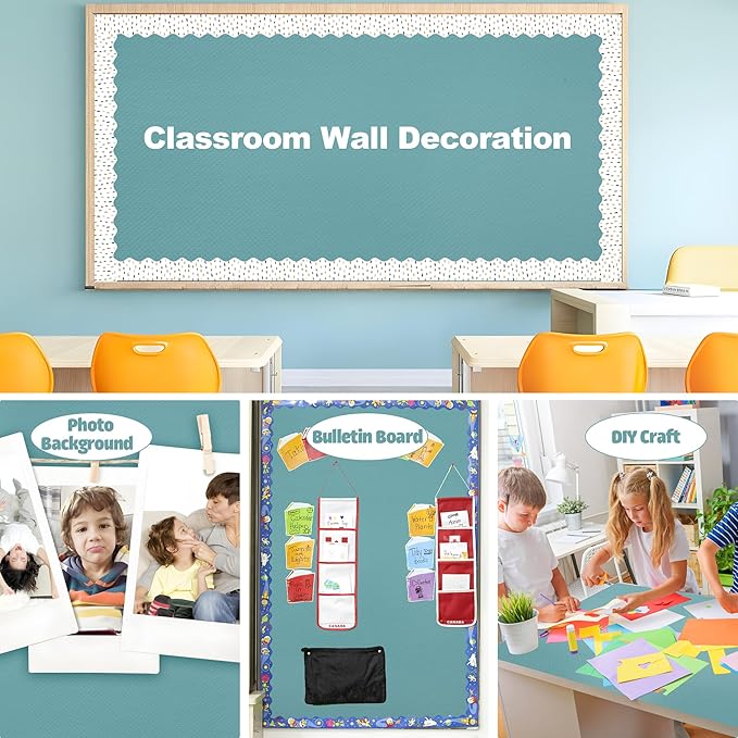 Calming Blue Bulletin Board Roll Classroom Non Woven Fabric Background 15.7 in x 36 ft Fade Resistant Blue Bulletin Board Decoration for Back to School Classroom Bulletin Wall Decor