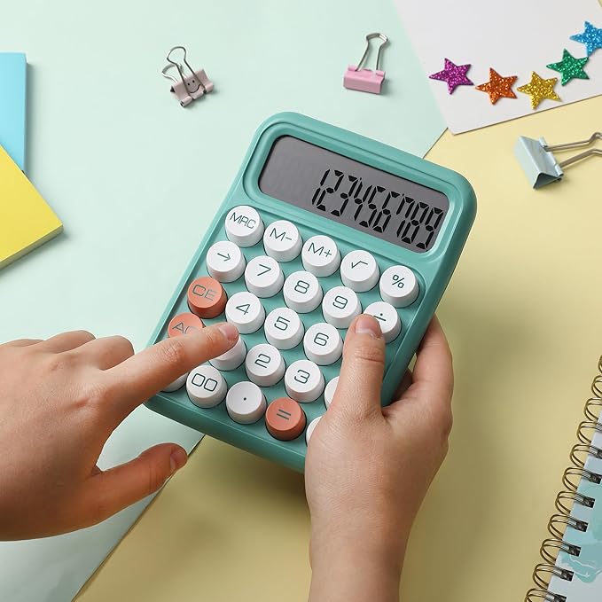 Mr. Pen- Mechanical Switch Calculator, 12 Digits, Large LCD Display, Earthy Green Calculator Big Buttons