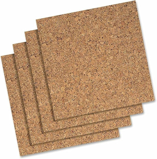 Quartet Cork Tiles, Bulletin Board Cork Panels 12" x 12" x 3/16", Natural, 4 Pack (102)