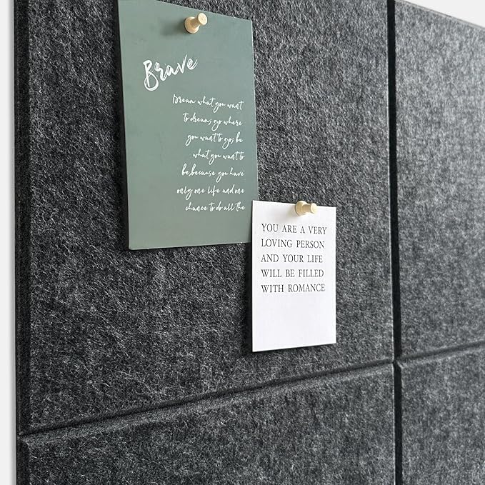Large Cork Board for Office Wall Decor,36"x24"-6 Pack Felt Wall Tiles with Safe Removable Adhesive Tabs, Thicker 0.47in, Felt Bulletin Board Pin Board Cork Boards for Walls - Dark Gray