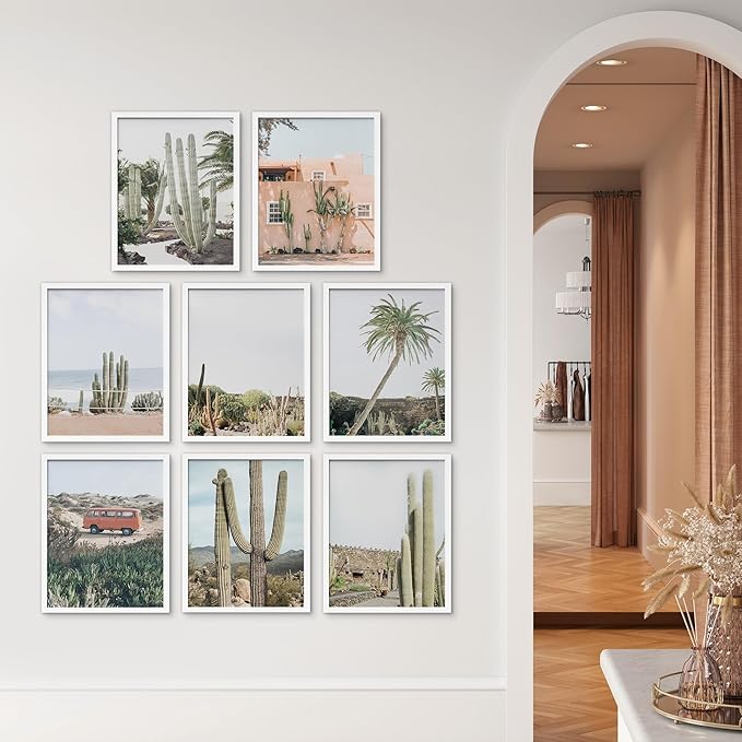 SIGNWIN Framed Poster Wall Art Set of Cactus Desert Nature Wilderness for Living Room, Bedroom, Office - 11"x14"x 8 White
