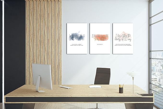 Inspirational Canvas Art Office Poster Wall Decor, Modern Office Wall Art Motivational Pictures for Wall, Man and Women Home Office Positive Quotes Wall Decor, Framed Artwork 12”x18”x3 Panels