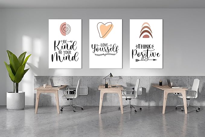 3 Piece Mental Health Canvas Wall Art, Anxiety Therapy Motivational Poster Canvas Print Pictures for Wall, Psychologist Counselor Inspirational Posters Framed Artwork for Classroom 24"x36" x 3 Pcs