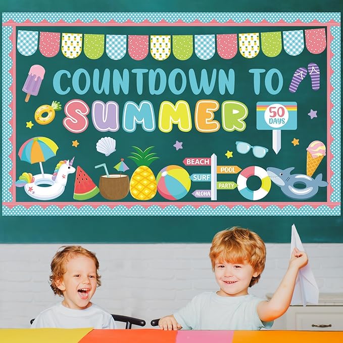 End of Year Bulletin Board Kit Countdown to Summer Classroom Decoration Summer Bulletin Board Set Ocean Beach It’s The Final Countdown Paper Cutouts for Home School Classroom Wall Decor Supply