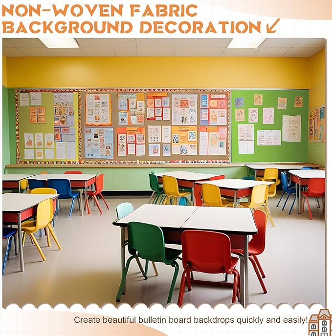 16 in x 40 Ft Fabric Bulletin Board Roll Classroom Non Woven Fabric Background Decorations Waterproof Wrinkle Resistant Bulletin Board for Back to School Wall Decor(Brown,Pure)