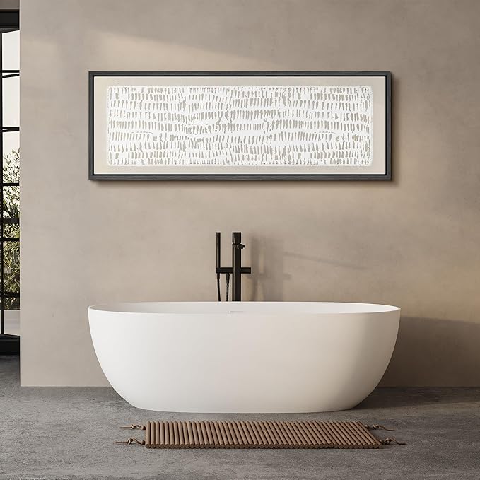 SIGNFORD Large Framed Canvas Minimalist Beige Tribal Pattern Illustrations Modern Art Calm Warm for Living Room, Bedroom, Office - 60"x20"
