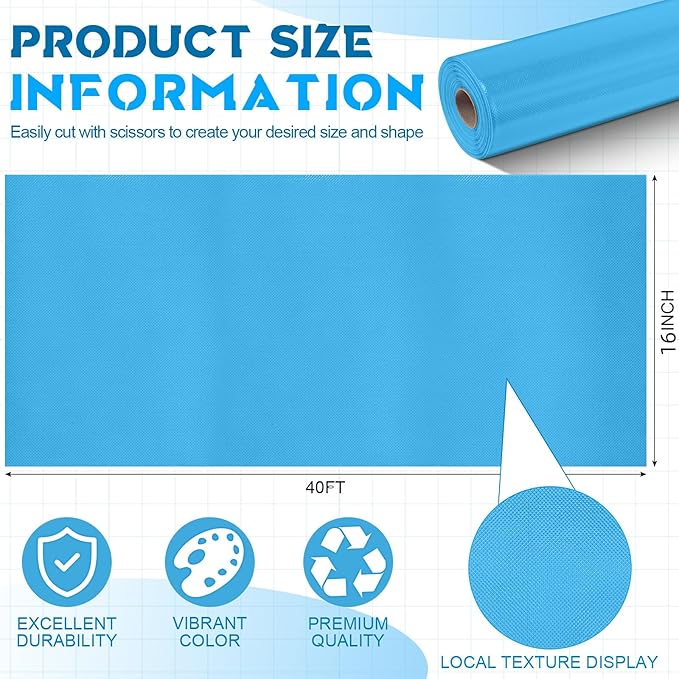 16 in x 40 Ft Fabric Bulletin Board Roll Classroom Non Woven Fabric Background Decorations Waterproof Wrinkle Resistant Bulletin Board for Back to School Wall Decor(Blue,Pure)
