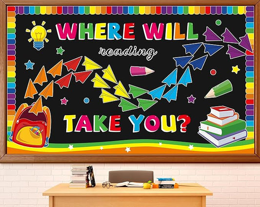 gisgfim Reading Bulletin Board Decorations Set Back to School Paper Plane Classroom Cutouts Colorful Airplane Motivational Read Theme Bulletin Board Decor for Library Office Home Door Chalkboard Wall