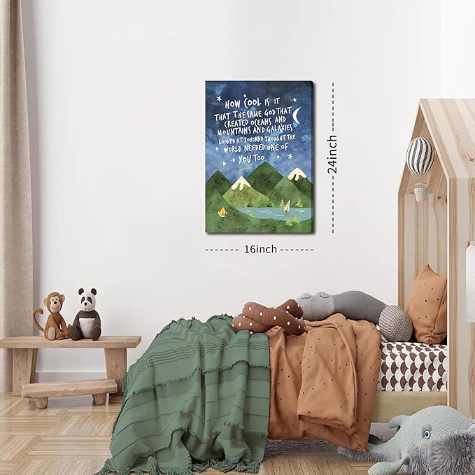 Same God Creation Canvas Wall Art – Framed Nursery Mountain Wall Decor, Inspirational Canvas Prints, Baptism, Adoption, First Communion Gifts for Boys and Girls – 16x24in