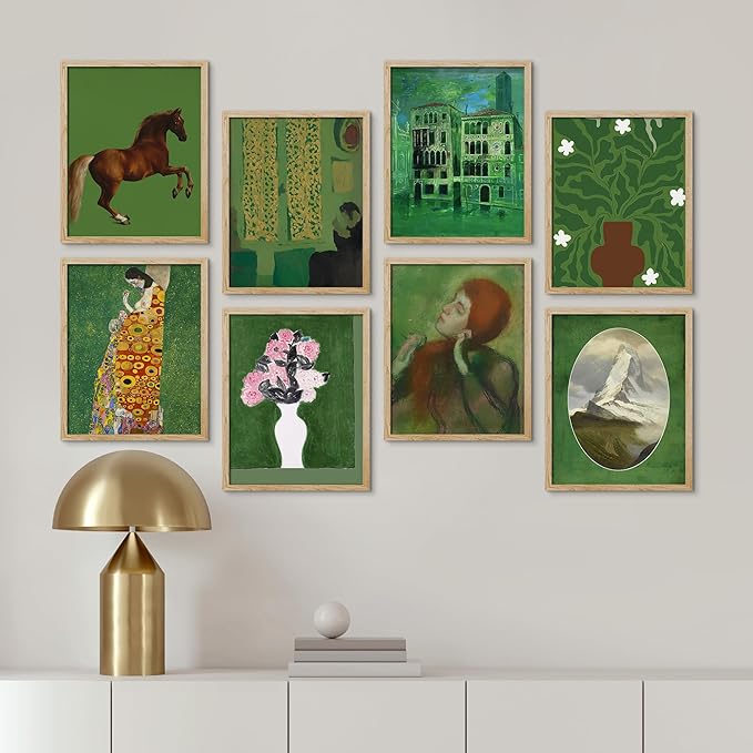 SIGNWIN Framed Poster Bathroom Decor, Wall Art Room Decor Multicolor for Living Room, Bedroom, Office Gustav Klimt Kiss Flowers Horse Landscapes Vintage Illustrations Bohemian - 8"x10"x 8 Natural